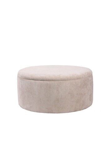 Danube Home Edlyn Fabric Storage Ottoman - Beige Upholstered Furniture with 2-Year Warranty - 100x100x45cm