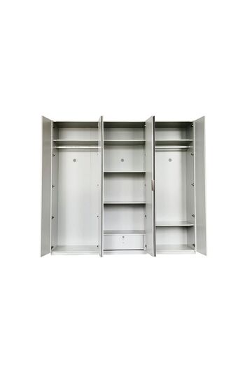 Danube Home Santelmo 6 Door Wardrobe with Mirror - High Gloss Light Grey L238.2xW59.8xH220cm