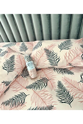 Arma Concept Double Ranforce Fabric Leaf Patterned Fitted Elastic Sheet & 2 Pillowcases