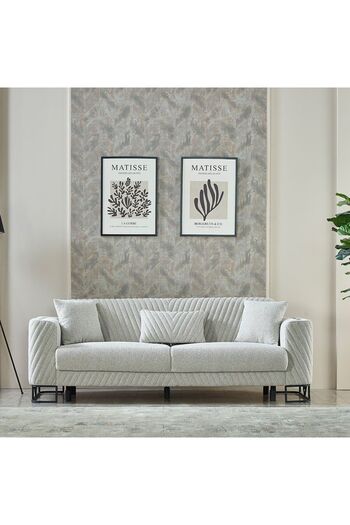 Danube Home Elegance 3 Seater Fabric Sofa - Grey L230xW80xH82cm