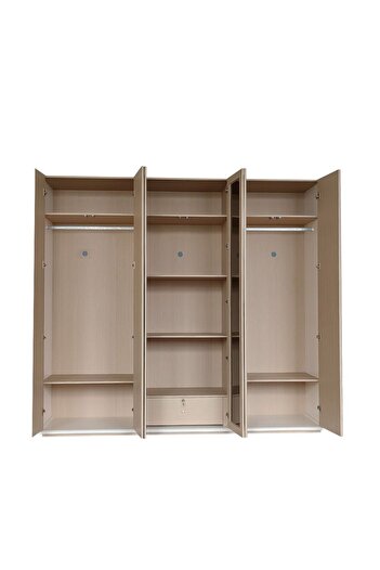 Danube Home Brita 6 Door Wardrobe with 2 Glass Doors - Beige/White Oak L241.7xW59xH220cm