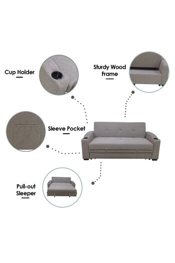 Danube Home Alejandro Fabric Sofa Bed - Warm Grey L189xW92xH90cm