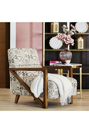 Danube Home Oslo 1 Seater Fabric Sofa - Beige/Pattern L75xW95xH87cm