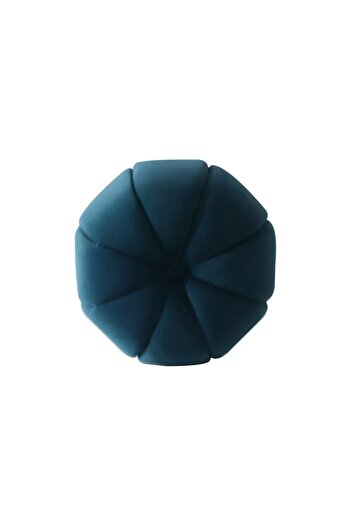 Danube Home Phupa Velvet Pumpkin Pouf Ottoman - Royal Blue, 44x44x42 cm, Upholstered Fabric, 2-Year Warranty