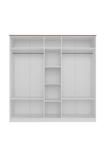 Danube Home Pera 5 Door Wardrobe - White/Light Walnut L220xW56xH220.5cm