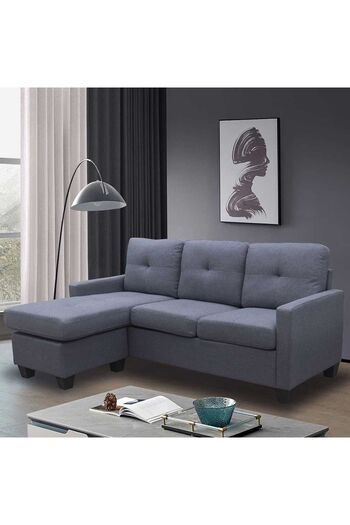 Danube Home Cuddler 3 Seater Reversible Fabric Corner Sofa - Grey L196xW132xH87cm