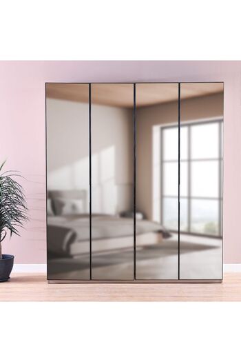 Danube Home Defne 2 Meter Wardrobe - Cream/Black L203xW61xH230cm