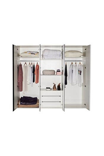 Danube Home Palomeze 6 Door Wardrobe - White/Black L240xW60xH220cm