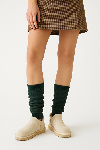 Hakan Collezione Women's Green Acrylic Premium Long Aerobic Leggings Boot Socks