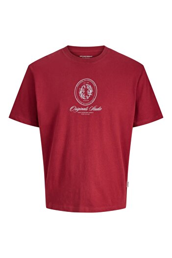 Jack & Jones J&J Men's Logo Printed T-Shirt Tibetan Red Burgundy A0000