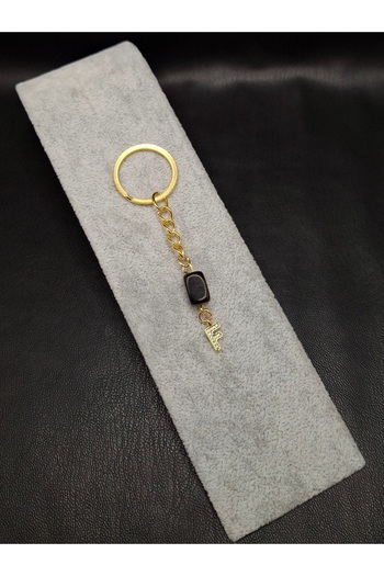 Han Ticarethane Gold Color Stone F Letter Tiger Eye Keychain Charm