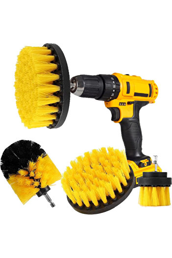 longziming Drill cleaning brush set, longziming, 3 brushes, 4" and 3.5", yellow