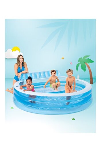 Intex Swim Center Round Inflatable Family Lounge Pool 229x218x97cm