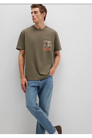 Mavi Khaki Men's Printed Crew Neck T-Shirt Dmk.0612822-70377.