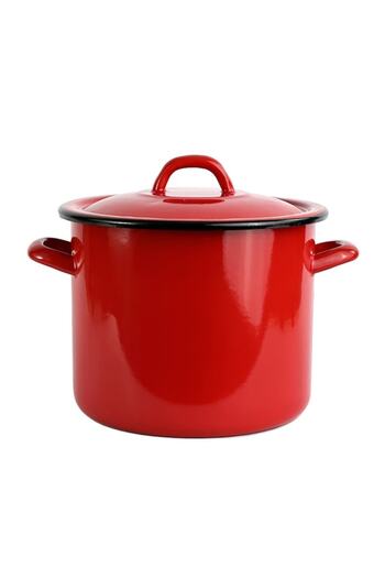 Emailul Medias Enameled Pot with Lid, 6 Liters, 21 cm Diameter, Red