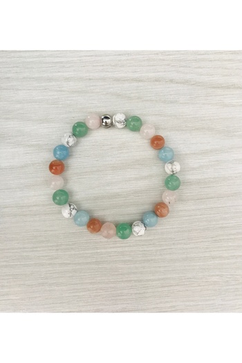 MK tasarım Real Pink Quartz, Moonstone, Howlite, Blue Quartz, Sunstone Bracelet Mk100150