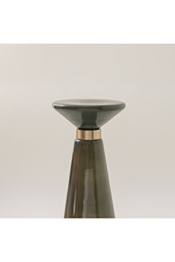 homez glass side table in green 27*56cm