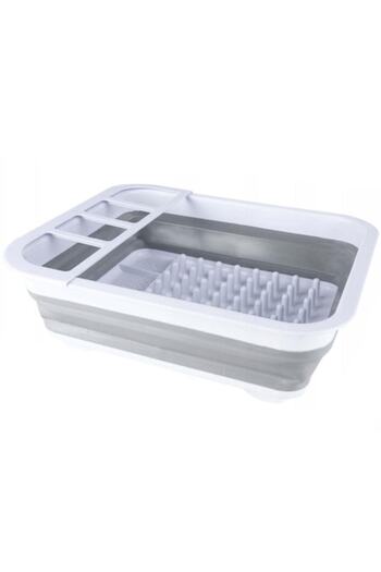 Hessa Foldable Dish Rack with Cutlery Holder, Plates, and Glasses, Silicone