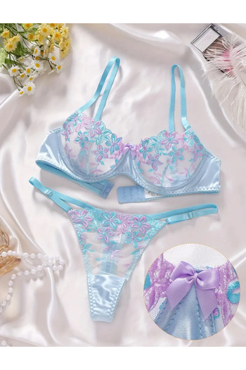 G&H UNDERWEAR Blue Floral Satin Bra Insert