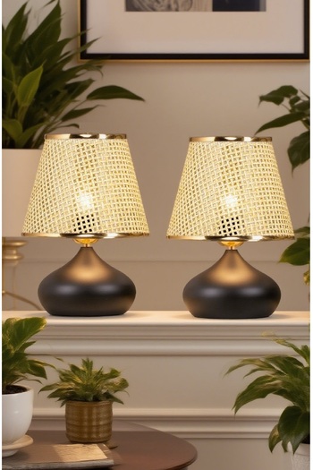 571 Store 2 Pcs Ellipse Table Lamp Shade Metal Body Fabric Head Lighting