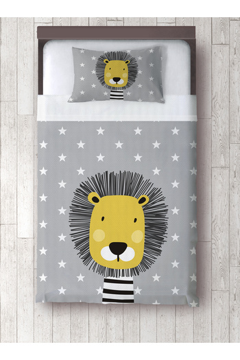 yok yok evim eve dair her şey Cute Lion Pattern Single Pique and Pillowcase Bedspread Set
