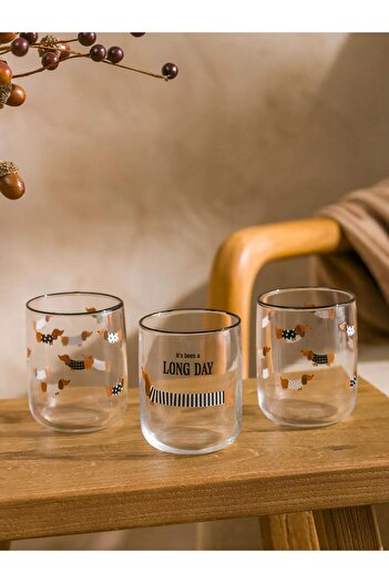 LC Waikiki Lcw Home Dog Printed Glass Cup Set of 3 280 ml (W5)