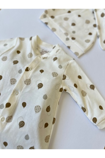 colbi baby Balloon Patterned Unisex Booties Jumpsuit Set