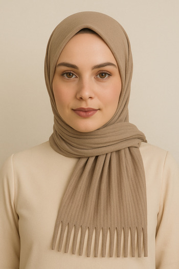 Merve Nayir Practical Pleated Ready Made Shawl Mink