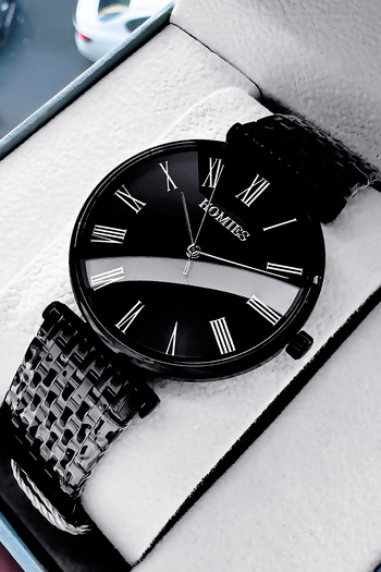Homies Men's Wrist Watch with Special Box - 3Atm Water Resistant - Black Color Steel Band -Gift Bracelet Ghme2018C3