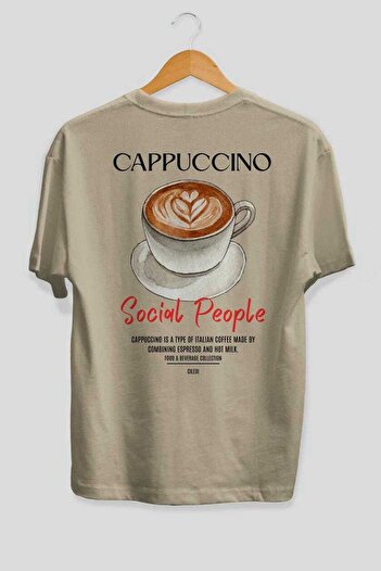 Ankhises Μπλουζάκια Cappuccino Cocktail Printed Oversize Ανδρικά Γυναικεία 100% βαμβακερά μπλουζάκια με λαιμόκοψη