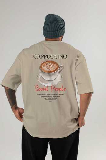 Ankhises Μπλουζάκια Cappuccino Cocktail Printed Oversize Ανδρικά Γυναικεία 100% βαμβακερά μπλουζάκια με λαιμόκοψη