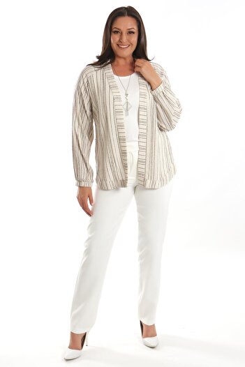 Metpoint Trend42Plus Large Size Striped Oversize Black Jacket