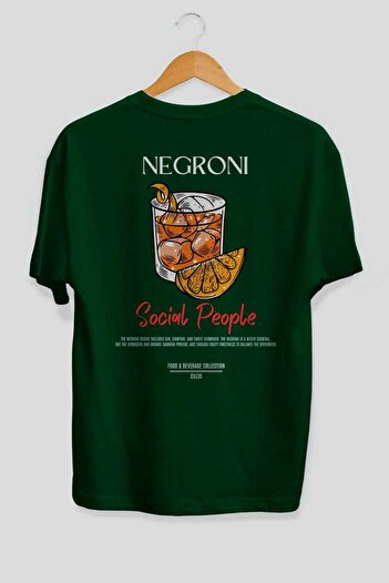 Ankhises Negroni Cocktail Printed Oversize T-shirt Ανδρικό Γυναικείο 100% βαμβακερό μπλουζάκι με λαιμόκοψη