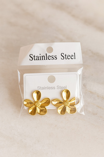 The Collection Non-Tarnish Steel Women's Flower Flower Earrings