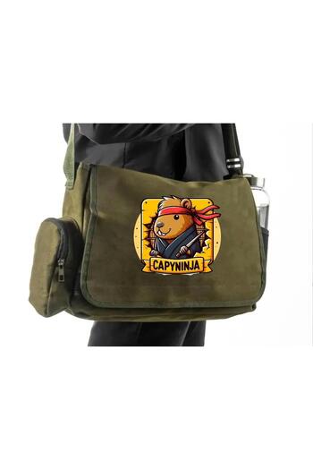 DEEFWEAR Khaki Capy Ninja Printed Back to School Messenger Bag