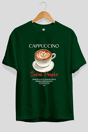 Ankhises Κοκτέιλ Cappuccino μπροστινό εμπριμέ μπλουζάκι Oversize Ανδρικό Γυναικείο 100% βαμβακερό μπλουζάκι με λαιμόκοψη