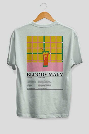 Ankhises Bloody Mary Cocktail Series Back Printed Oversize T-shirt Ανδρικό Γυναικείο 100% βαμβακερό μπλουζάκι με λαιμόκοψη