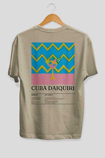 Ankhises Μπλουζάκι Cuba Daiquiri Cocktail με στάμπα μεγάλου μεγέθους Ανδρικό γυναικείο βαμβακερό μπλουζάκι με λαιμόκοψη