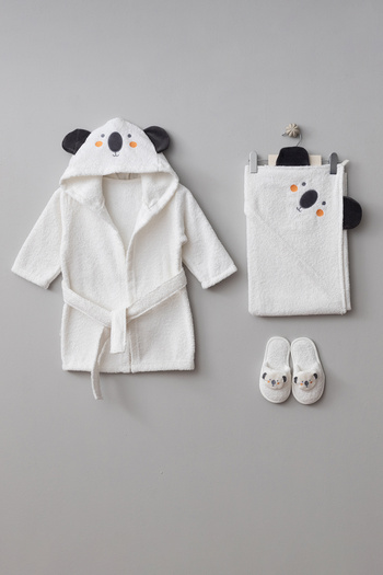 Bebitof My Baby Kumsal 100% Cotton 0 - 24 Months Bathrobe Set Koala Pattern in Box 30047