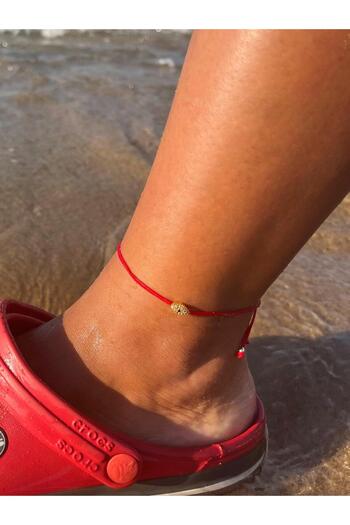 Zerys Jewelry Red String Bracelet Anklet with Eye Detail