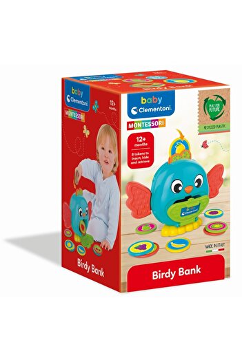 CLEMENTONI - Montessori bird piggy bank for sensory, cognitive and psychomotor development