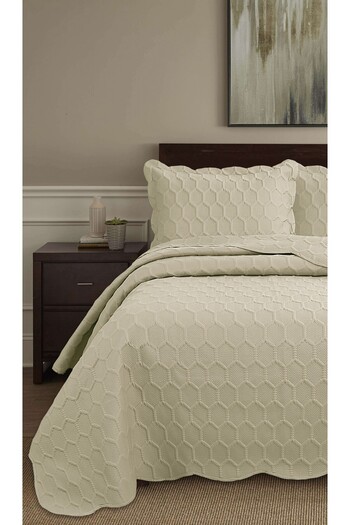 Bikaya Home Honey Comb 3D Double Bedspread Set (3 Pieces) - 260X240 cm - with Pvc Bag