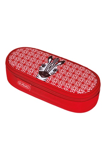 Herlitz Oval Necessaire, Color Red, Design Cute Animals Zebra, Material Fabric, Dimensions 21,5x9x6 cm