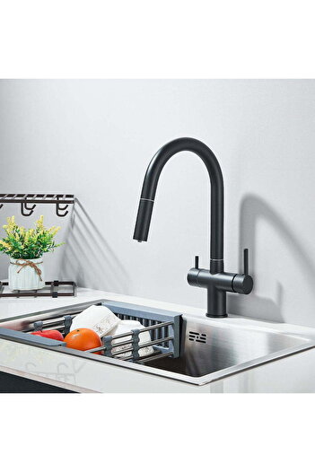 CasaVie Baterie cu filtru de purificare si dus extractibil, negru mat, cod 1679