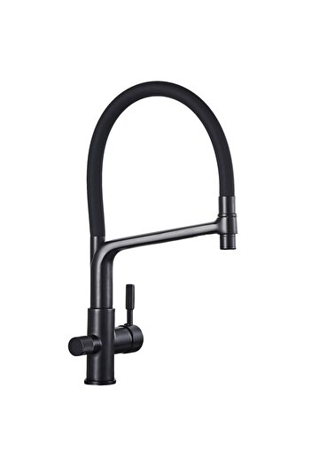 CasaVie Baterie bucatarie 3 cai pentru filtru de purificare și 2 funcții de curgere a apei, negru, cod 1534