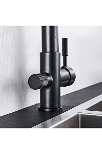 CasaVie Baterie bucatarie 3 cai pentru filtru de purificare și 2 funcții de curgere a apei, negru, cod 1534