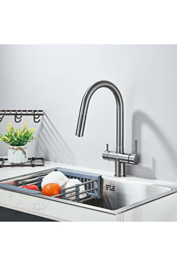 CasaVie Faucet with purification filter and extractable shower, matte gray, code 1680
