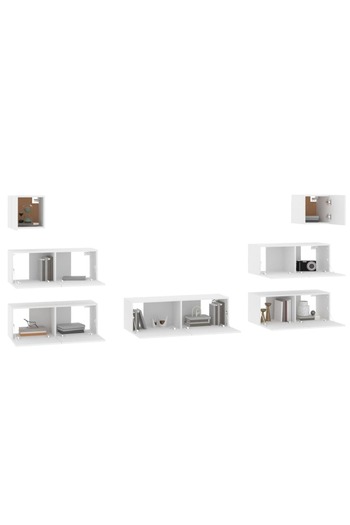 vidaxl 7 Piece TV Cabinet Set White Engineered Wood