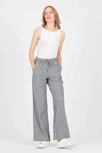 Rays Gray Cotton Elastic Waist Wide Leg/Loose Leg Trousers 4754A