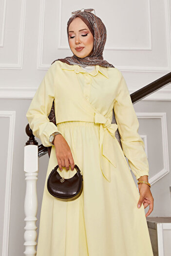 EBRUTESETTÜR Side Tie Half Button Detailed Dress